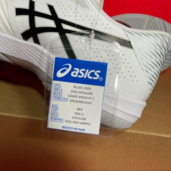 Asics Court Speed FF SAMPLE PAIR Men's Size 9 Running Shoes White Silver - Picture 10 of 12